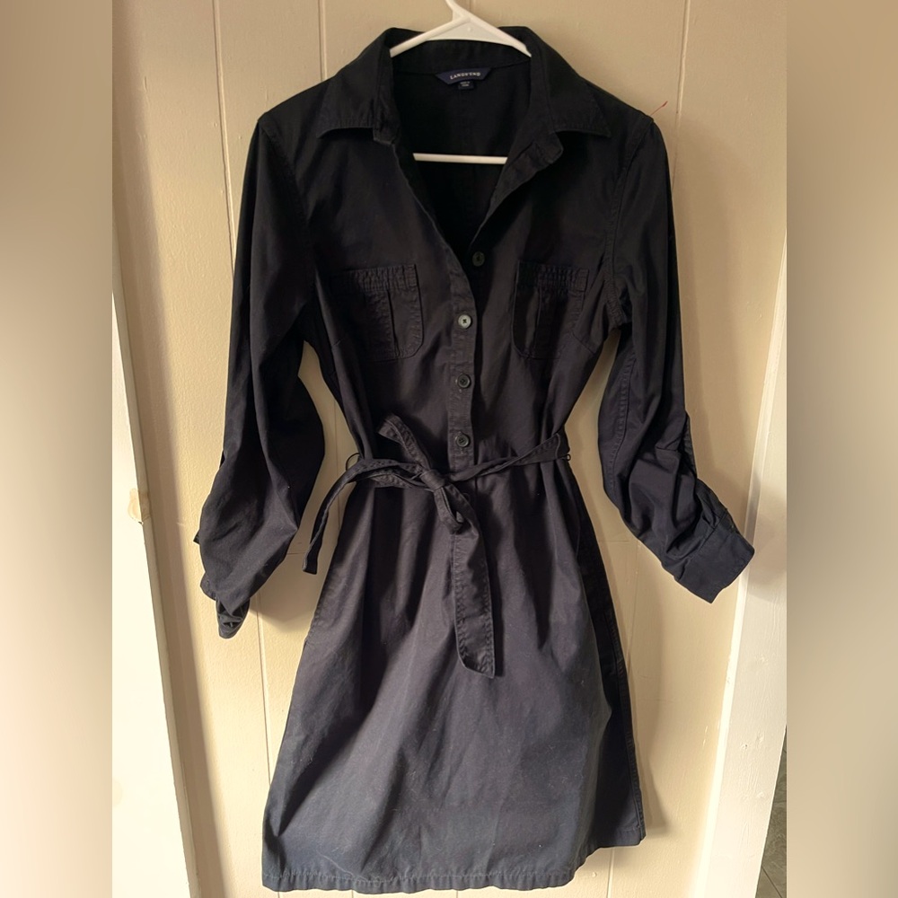 Lands End Button Tie Front Dress Size 8